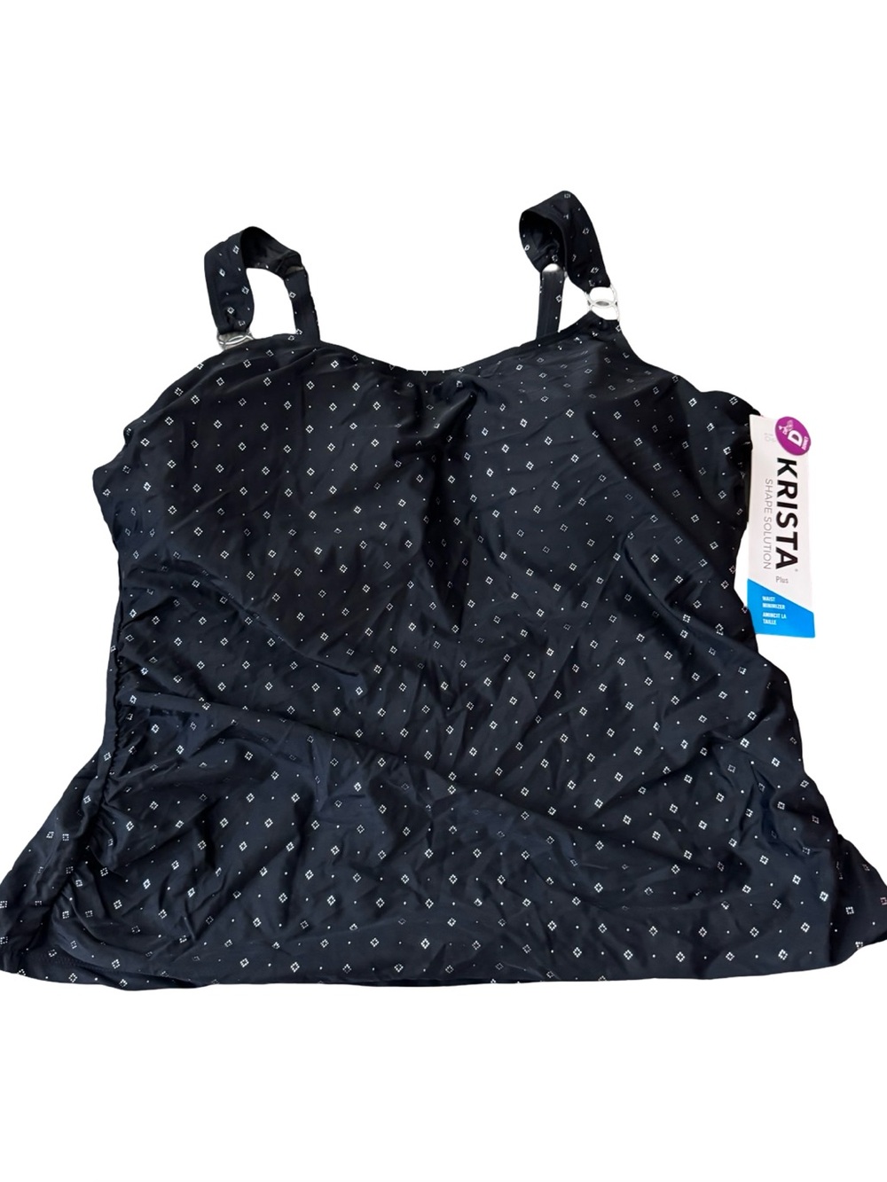 Krista Shape Solution Plus Tankini Top Black Diamond Print Waist Minimizer